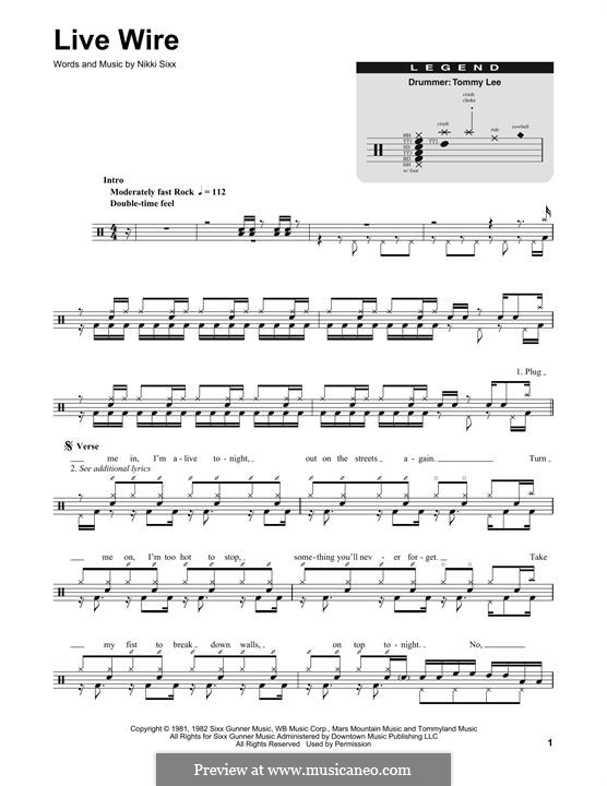 Live Wire (Motley Crue) by N. Sixx - sheet music on MusicaNeo