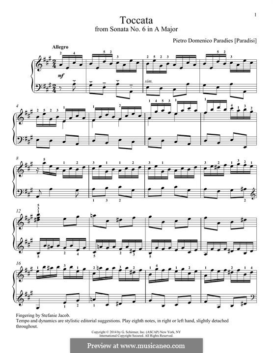 Sonata in A Major: Toccata by Pietro Domenico Paradies