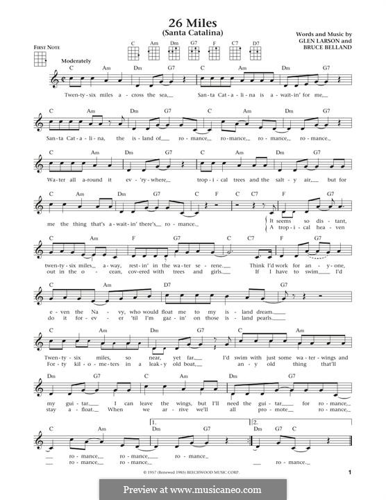26 Miles (Santa Catalina): For ukulele by Bruce Belland, Glen Larson