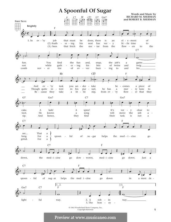 A Spoonful of Sugar (from Mary Poppins): For ukulele by Richard M. Sherman, Robert B. Sherman