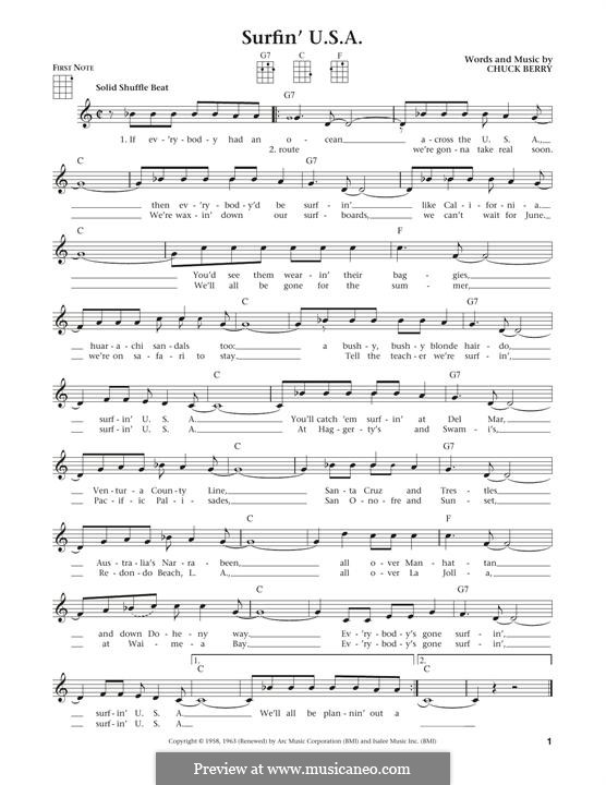 Surfin' U.S.A. (The Beach Boys) by C. Berry - sheet music on MusicaNeo