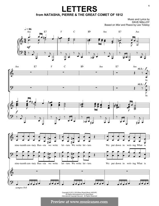 Letters (Josh Groban) by D. Malloy - sheet music on MusicaNeo