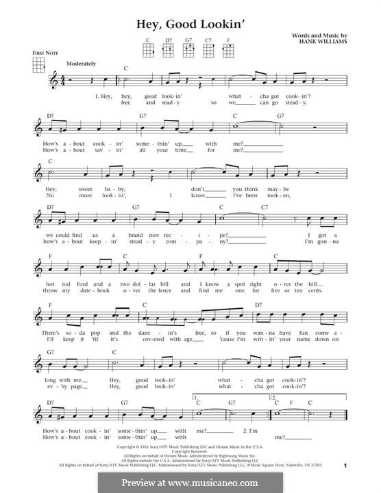 Hey Good Lookin By H Williams Sheet Music On Musicaneo