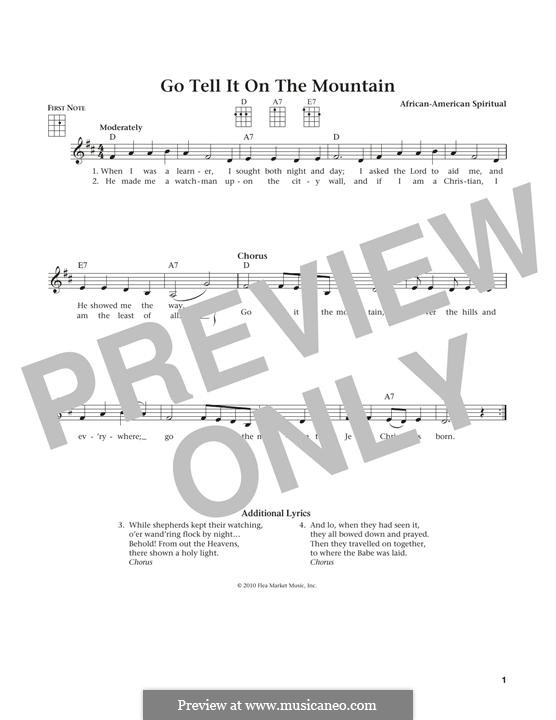 Go, Tell it on the Mountain (Printable Scores): For ukulele by folklore