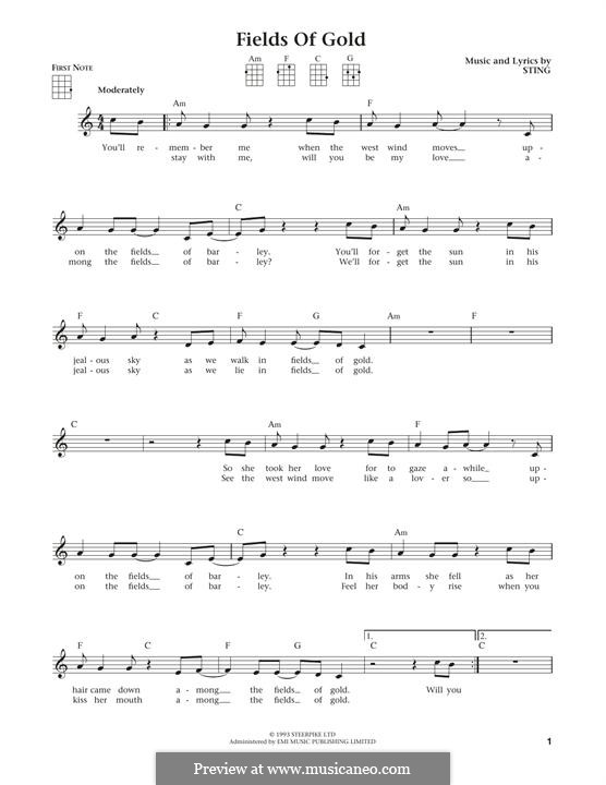 Fields of Gold: For ukulele by Sting