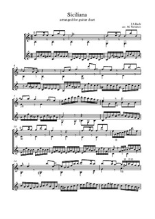 Sonata for Flute and Harpsichord No.2 in E Flat Major, BWV 1031: Siciliano. Arrangement for guitar duet by Johann Sebastian Bach