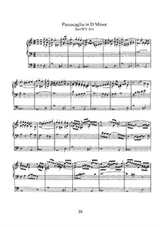 Passacaglia for Organ in D Minor, BuxWV 161: For a single performer by Dietrich Buxtehude