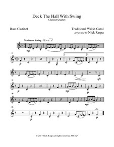 Deck the Hall with Swing: For clarinet quartet – bass clarinet part by folklore