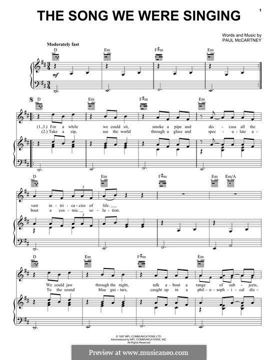 The Song We Were Singing: For voice and piano (or guitar) by Paul McCartney