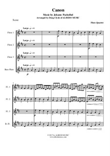 Quartet instrument version: For flute quartet by Johann Pachelbel