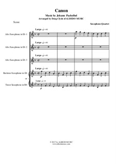 Quartet instrument version: For saxophone quartet by Johann Pachelbel