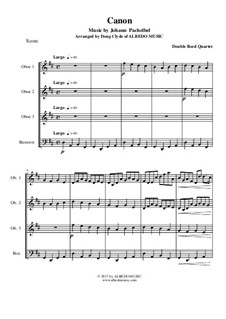 Quartet instrument version: For double reed quartet by Johann Pachelbel