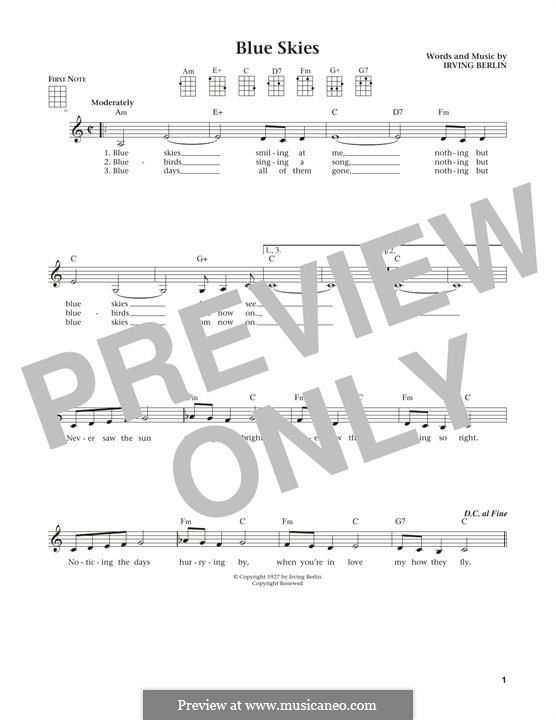 Blue Skies: For ukulele by Irving Berlin