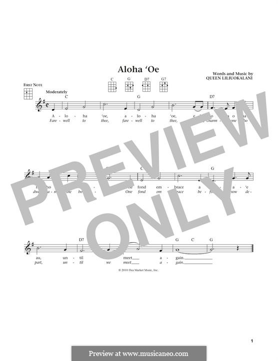 Aloha 'Oe: For ukulele by Lydia Liliuokalani