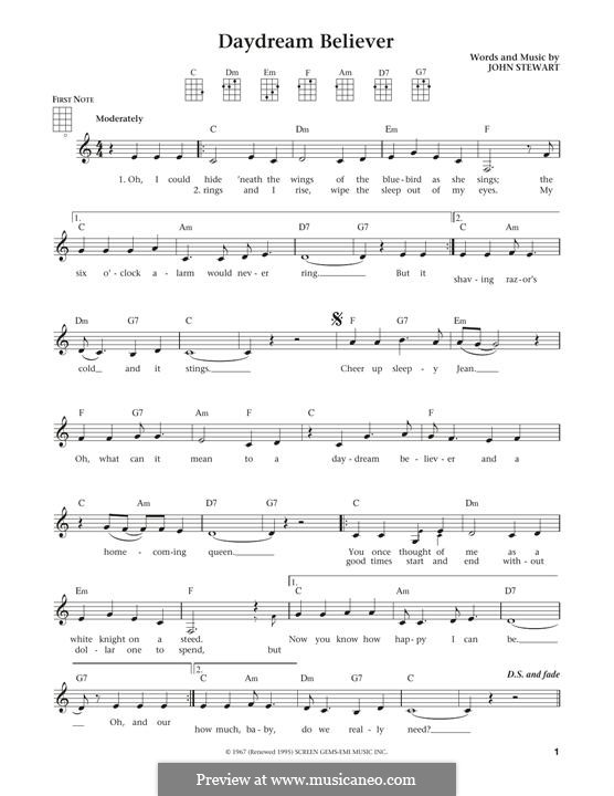 Daydream Believer (The Monkees) by J. Stewart - sheet music on MusicaNeo