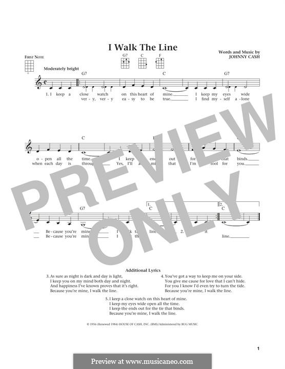 I Walk the Line: For ukulele by Johnny Cash