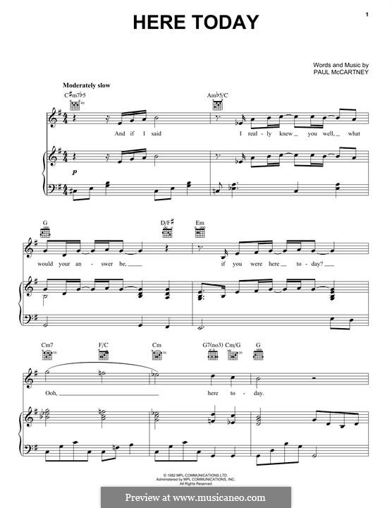 Here Today: For voice and piano (or guitar) by Paul McCartney