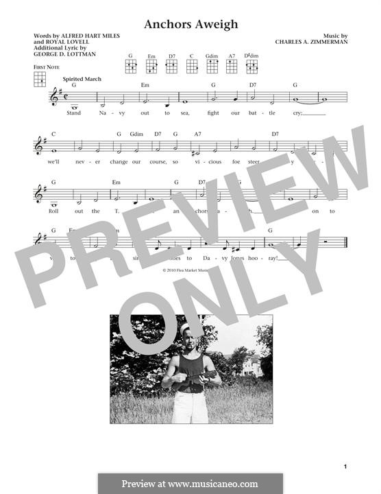 Anchors Aweigh (Alfred Hart Miles): For ukulele by Charles A. Zimmermann, George D. Lottman, Royal Lovell