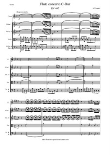 Concerto for Flute and Strings in C Major, RV 447: Score and parts by Antonio Vivaldi