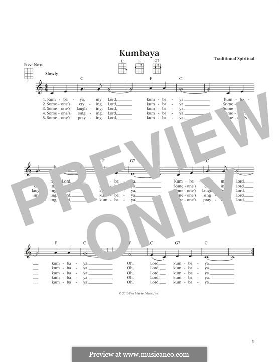 Kumbaya (Kum Ba Yah): For ukulele by folklore