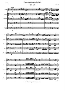 Concerto for Flute and Piano in D Major, RV 427: Version for flute and strings – score and parts by Antonio Vivaldi