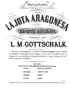 La jota aragonesa, Op.14 D.79: For piano by Louis Moreau Gottschalk