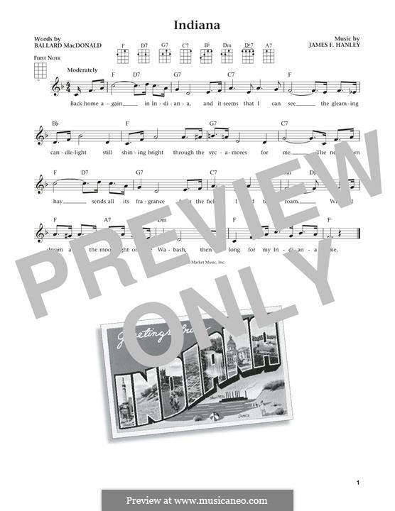 Indiana (Back Home Again in Indiana) by J.F. Hanley on MusicaNeo