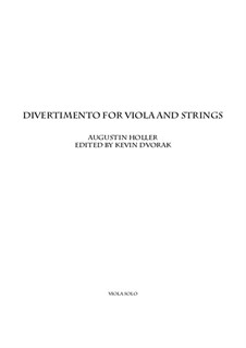 Divertimento for Viola and Strings by A. Holler - sheet music on MusicaNeo