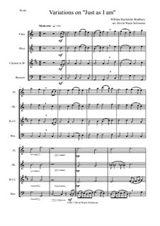 Just as I am: Variations, for wind quartet by William Batchelder Bradbury