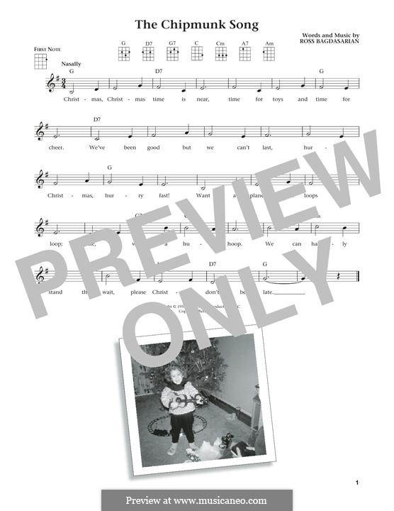 The Chipmunk Song (Alvin and the Chipmunks): For ukulele by Ross Bagdasarian