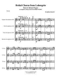 Bridal Chorus: For saxophone quartet by Richard Wagner