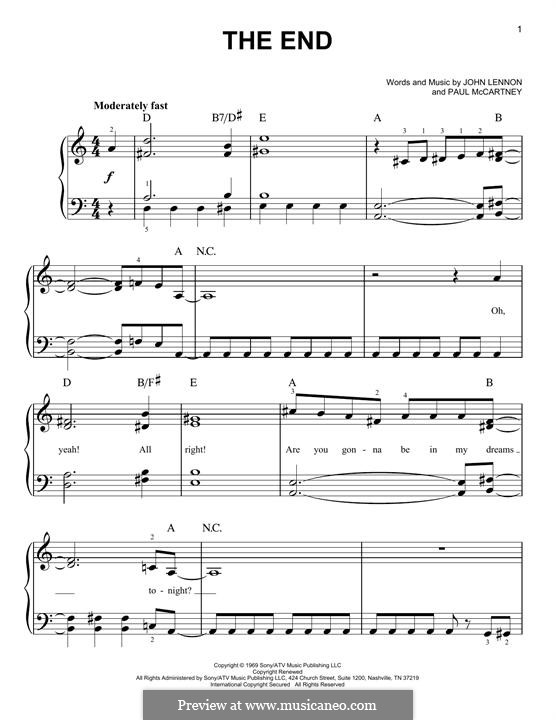 The End (The Beatles): For piano by John Lennon, Paul McCartney