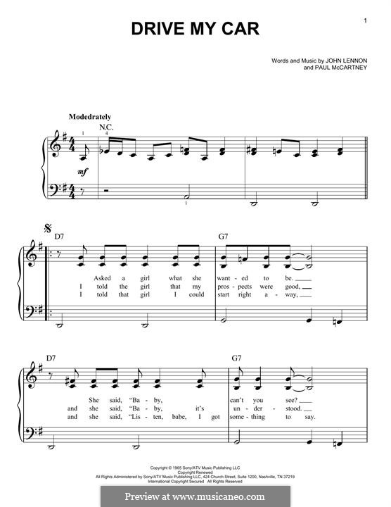 Drive My Car (The Beatles): For piano by John Lennon, Paul McCartney