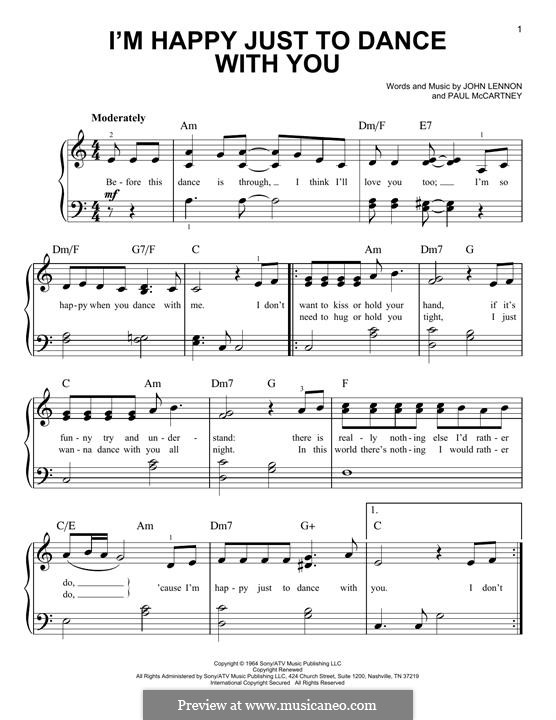 I'm Happy Just to Dance with You (The Beatles): For piano by John Lennon, Paul McCartney