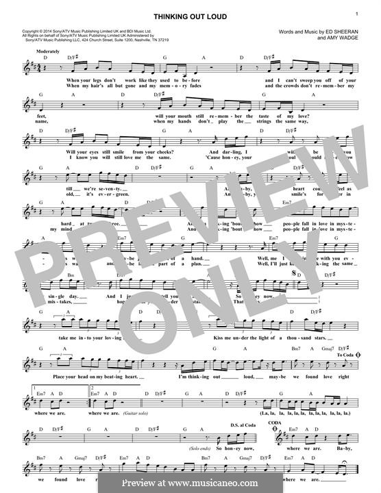 Thinking Out Loud: Melody line by Ed Sheeran, Amy Wadge