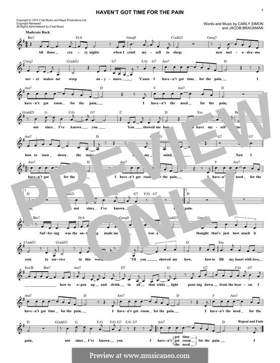 Haven't Got Time for the Pain: Melody line by Carly Simon, Jacob Brackman
