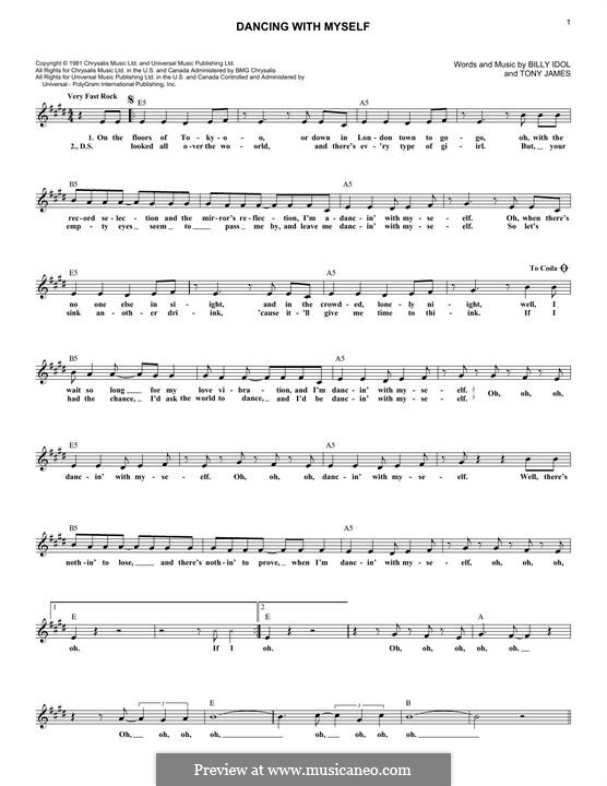 Dancing with Myself: Melody line by Billy Idol, Tony James