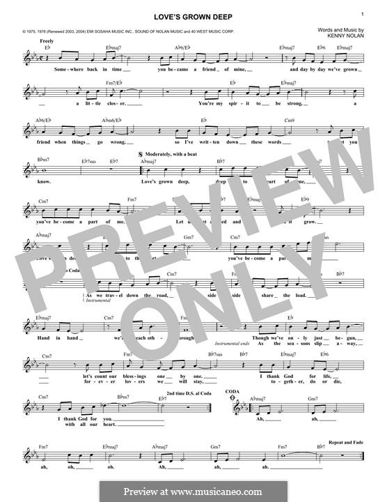 Love's Grown Deep: Melody line by Kenny Nolan