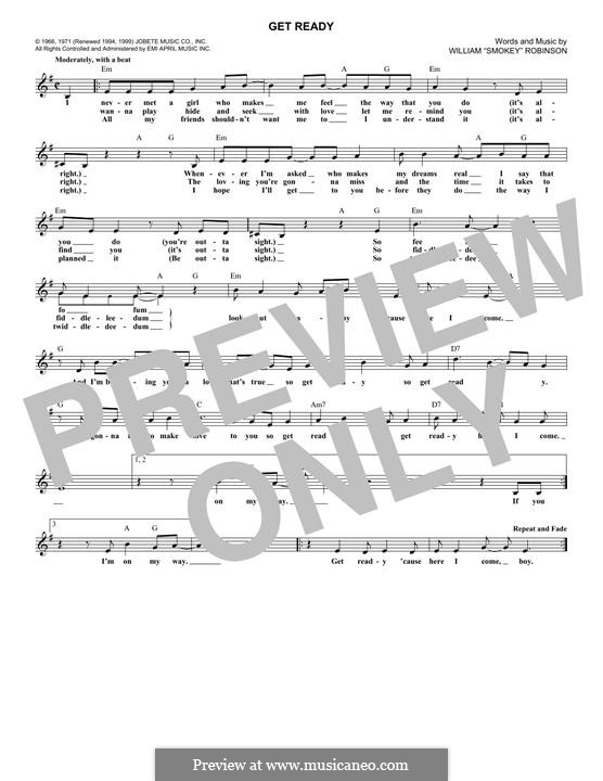 Get Ready (Rare Earth): Melody line by Smokey Robinson
