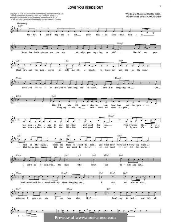 Love You Inside Out (The Bee Gees): Melody line by Barry Gibb, Maurice Gibb, Robin Gibb