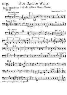 On the Beautiful Blue Danube, Op.314: Trombone basso and tuba parts by Johann Strauss (Sohn)