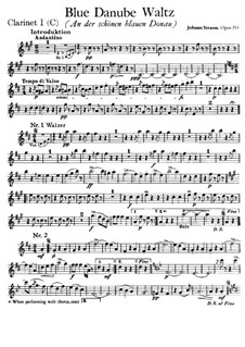 On the Beautiful Blue Danube, Op.314: Clarinet I in C part by Johann Strauss (Sohn)