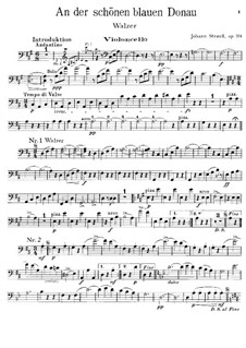 On the Beautiful Blue Danube, Op.314: Cello part by Johann Strauss (Sohn)