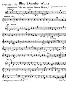 On the Beautiful Blue Danube, Op.314: Trumpet I in F part by Johann Strauss (Sohn)