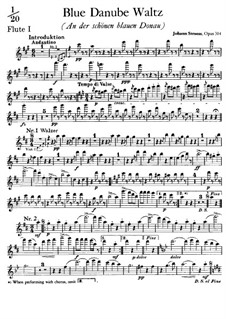 On the Beautiful Blue Danube, Op.314: Flute I part by Johann Strauss (Sohn)