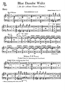 On the Beautiful Blue Danube, Op.314: Harp part by Johann Strauss (Sohn)