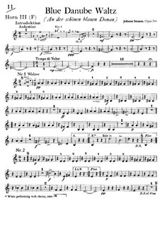On the Beautiful Blue Danube, Op.314: French Horn III part by Johann Strauss (Sohn)