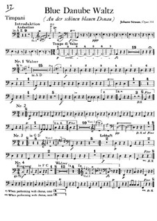 On the Beautiful Blue Danube, Op.314: Timpani part by Johann Strauss (Sohn)