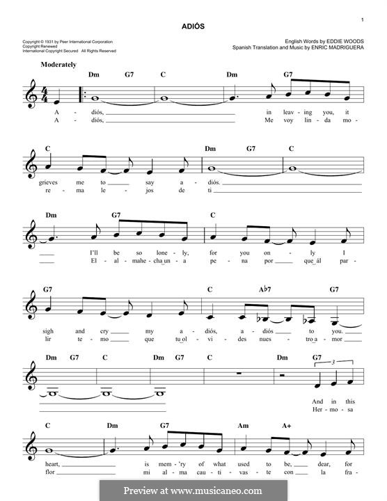 Adios: Melody line by Enric Madriguera