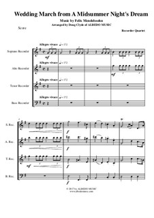 Wedding March: For recorder quartet by Felix Mendelssohn-Bartholdy